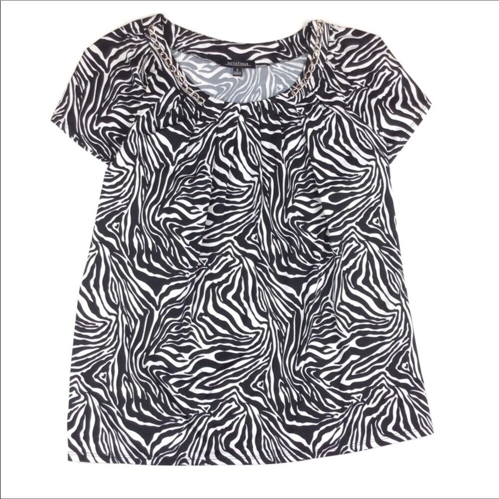 NEW Notations Zebra Top Chain Link Black White